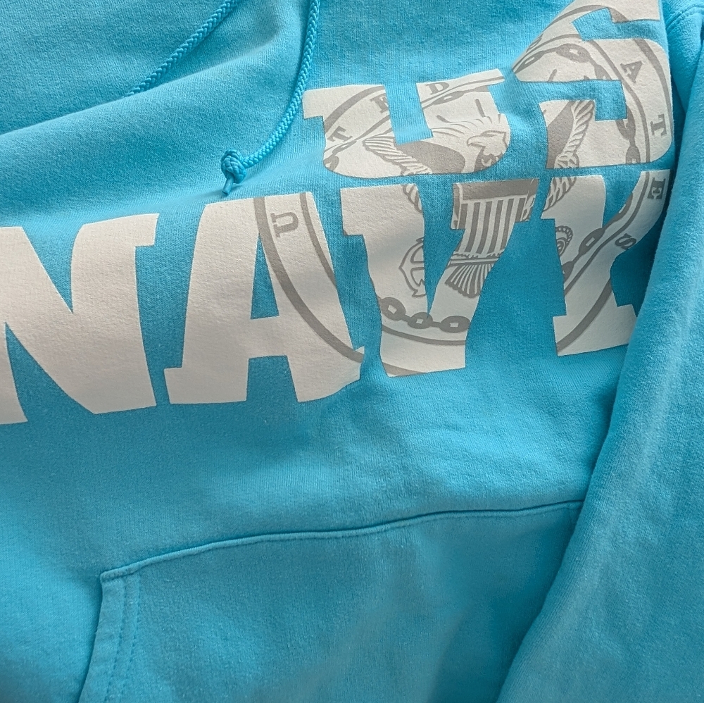 Champion US Navy Aqua Hoodie Sweatshirt Men's small - Picture 6 of 11